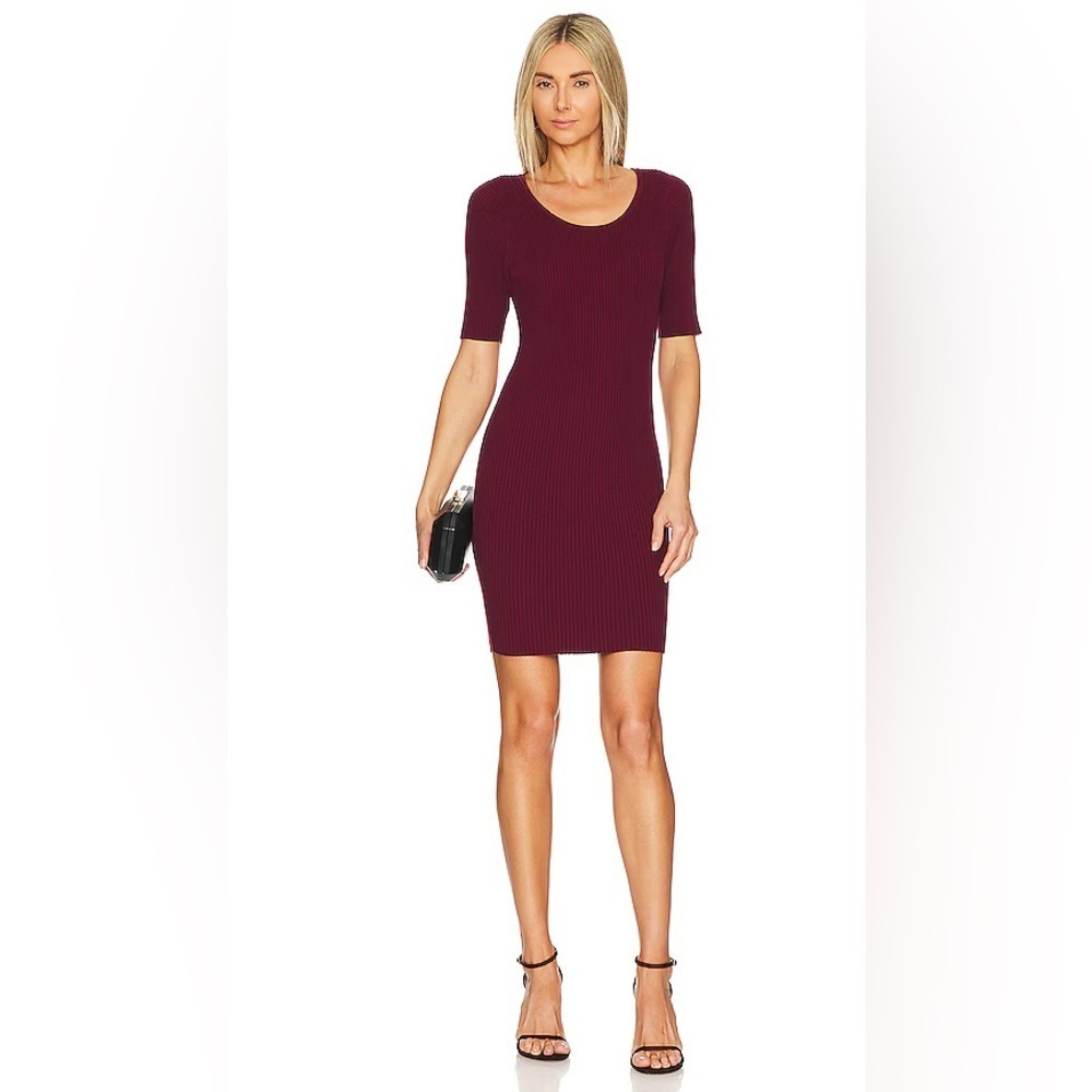 NWT Michael Stars Mae Scoop Neck Ribbed Sweater Dress | Chestnut Brown | MP - Picture 3 of 8